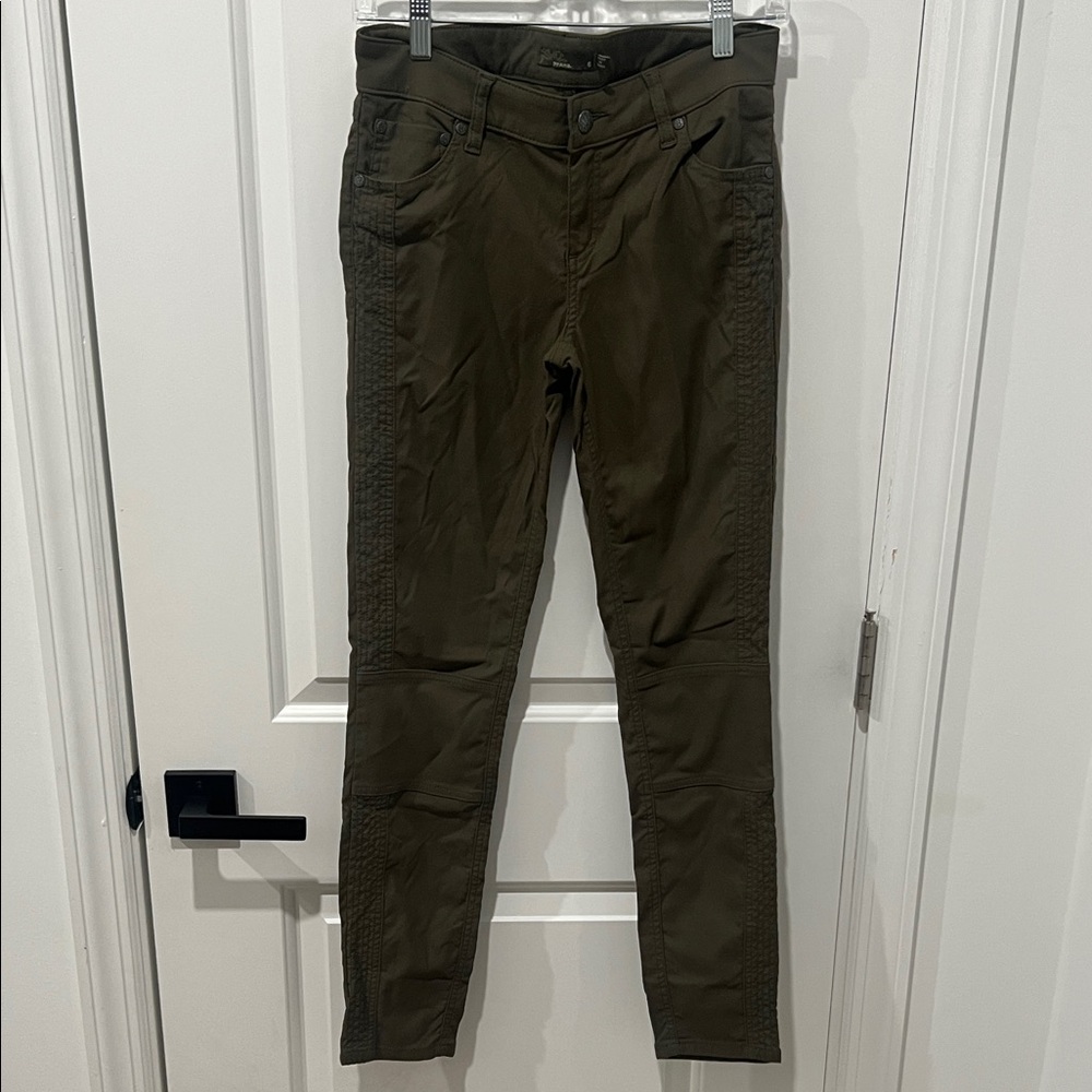 Prana‎ Women's  Olive Green Stretch Moto Pants Size 6